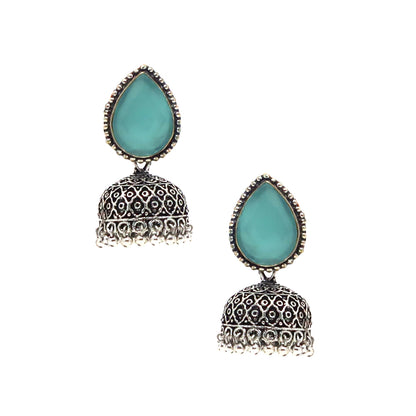 German Silver Oxidized Jhumka Earrings