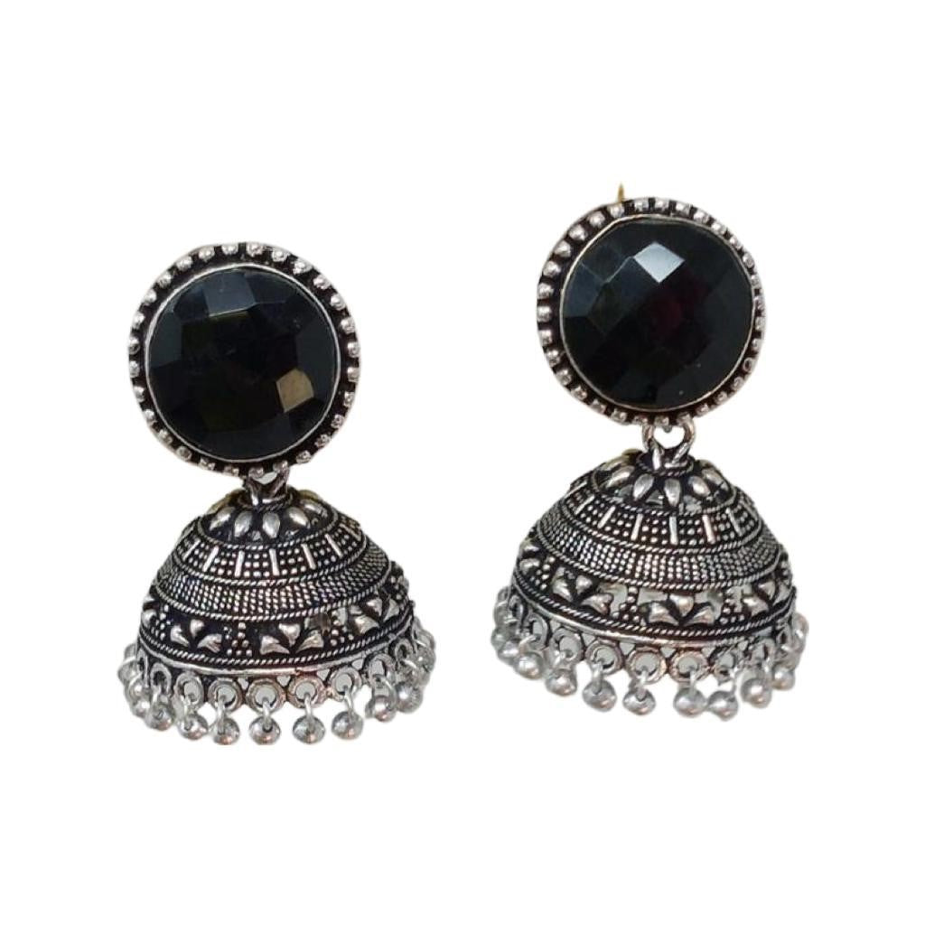 German Silver Oxidized Jhumka Earrings