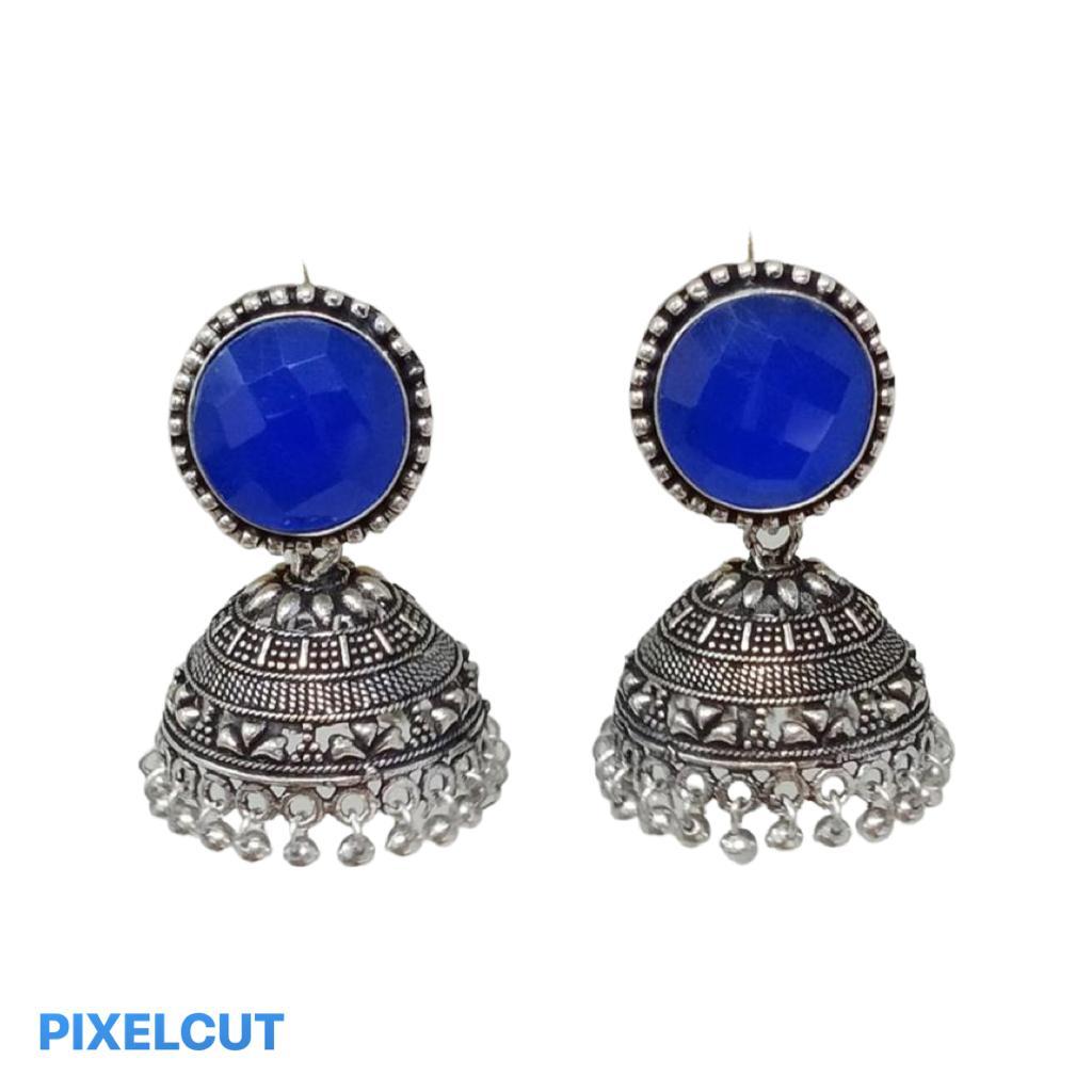 German Silver Oxidized Jhumka Earrings