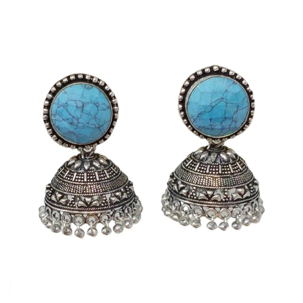 German Silver Oxidized Jhumka Earrings