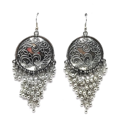 Silver Oxidized Chand Bali Afghani Dangle Drop Earrings