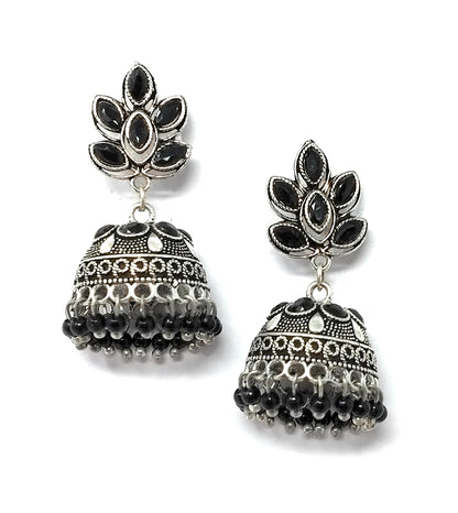 Silver Plated Oxidized Jhumki Earring