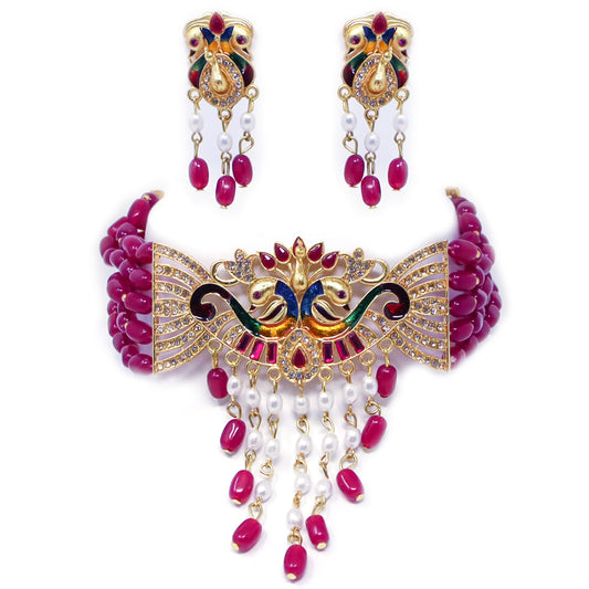 Pearl Kundan Choker Jewelry Set