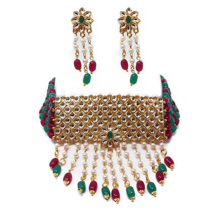 Beautiful Multi Pearl Kundan Choker Jewellery Set
