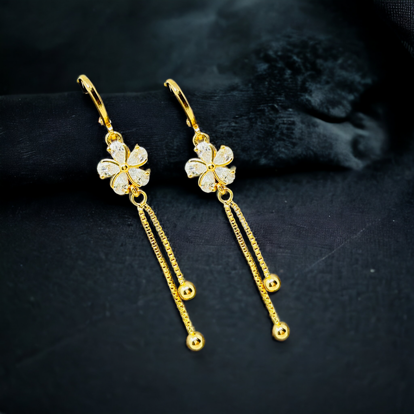 Gold Plated Diamond Studded Dangler Earrings