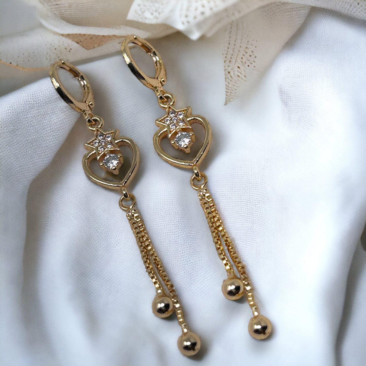 Gold Plated Diamond Studded Dangler Earrings