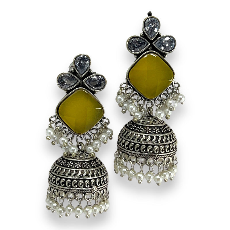 Boho Silver Jhumka Earrings: Bohemian Flair