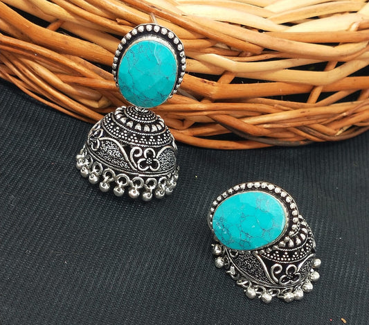 Jhumka Delights: German Silver Oxidized Earrings