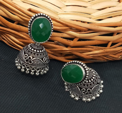 Timeless Jhumka Beauty: German Silver Oxidized Earrings