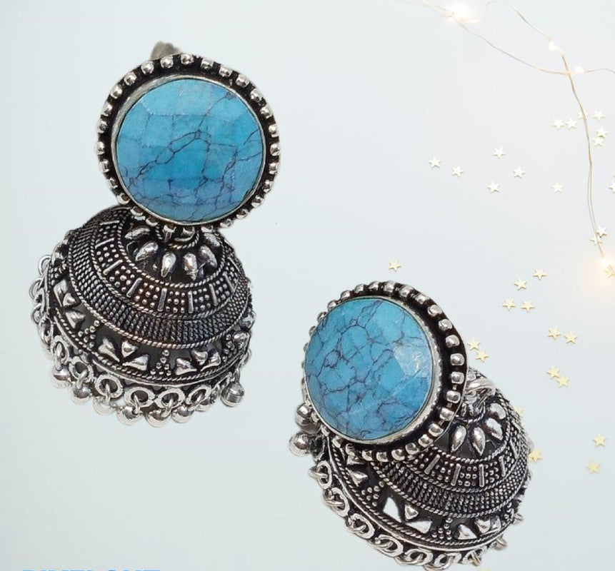 German Silver Oxidized Jhumka Earrings