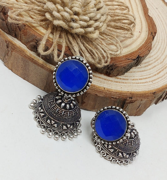 German Silver Oxidized Jhumka Earrings