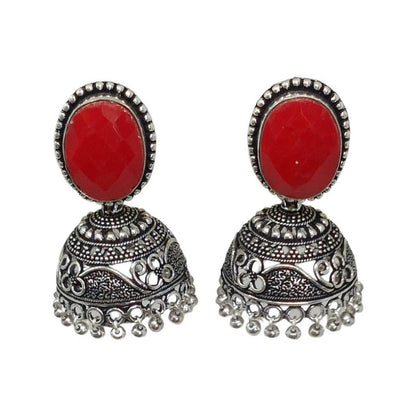 Chic Jhumka Charm: Oxidized Silver Earrings