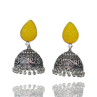 Vibrant Gem Stone Jhumka Earrings: A Statement of Ethnic Glamour